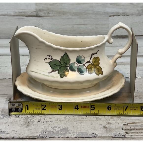 Metlox Gravy Boat Bowl Server Vernon Ware Vineyard Stoneware Pottery Vintage USA - Picture 8 of 9